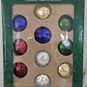 Festive Cracked Glass Ornament Collection - Blue, Gold, Green, Red, Silver #161